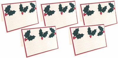 

Crack of Dawn Crafts Handmade Holly Leaf Embossed Christmas Card - (Pack of 5) Greeting Card(White, Green, Pack of 5)