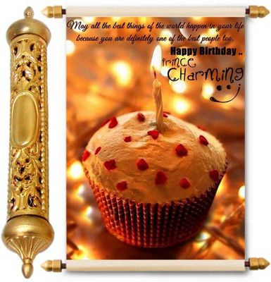 

Lolprint Happy Birthday Prince Charming Gold Scroll Greeting Card(Multicolor, Pack of 1)