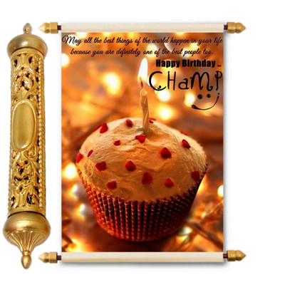 

Lolprint Happy Birthday Champ Gold Scroll Greeting Card(Multicolor, Pack of 1)