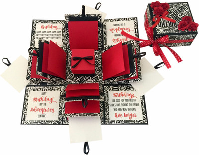 

Crack of Dawn Crafts 3 Layered Birthday Explosion Box - Black Text Greeting Card(Black, Red, White, Pack of 1)