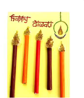 

RMantra Handmade Auspicious Diwali Candles and Diya Greeting Card(White, Pack of 1)