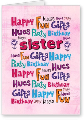 51 Off On Lolprint Happy Birthday Sister Word Art Greeting Card