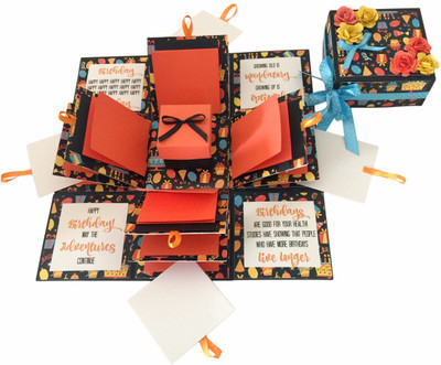

Crack of Dawn Crafts 3 Layered Birthday Explosion Box - Orange Fun Greeting Card(Orange, Black, Pack of 1)