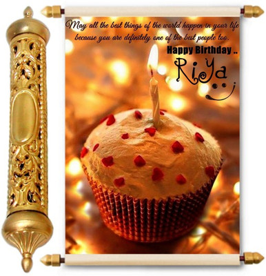 

Lolprint Happy Birthday Riya 24K Gold Scroll Greeting Card(Multicolor, Pack of 1)