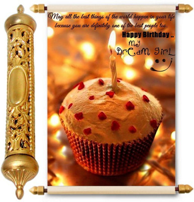 

Lolprint Happy Birthday my Dream Girl Gold Scroll Greeting Card(Multicolor, Pack of 1)