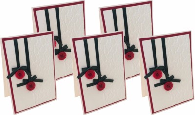 

Crack of Dawn Crafts Handmade Button Ornament Embossed Christmas Card - (Pack of 5) Greeting Card(Red, White, Green, Pack of 5)