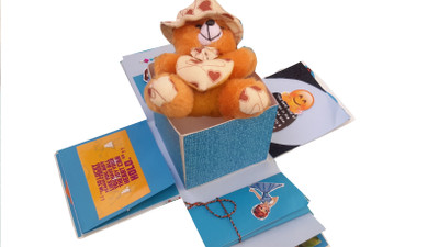

RMantra Sorry Explosion Box with Teddy Bear Greeting Card(Blue, Pack of 1)