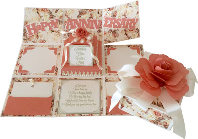 

Crack of Dawn Crafts Anniversary Handmade Explosion Gift Box - Peach & Cream Greeting Card(PeachIICream, Pack of 1)