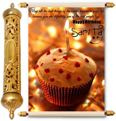 

Lolprint Happy Birthday Sarita 24K Gold Scroll Greeting Card(Multicolor, Pack of 1)