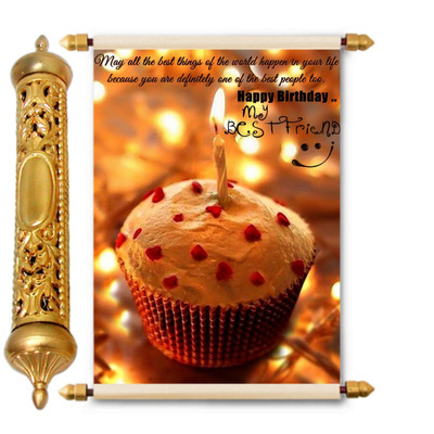 

Lolprint Happy Birthday Best Friend Gold Scroll Greeting Card(Multicolor, Pack of 1)