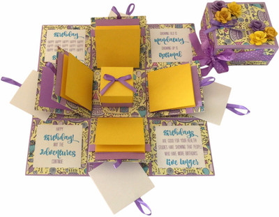 

Crack of Dawn Crafts 3 Layered Birthday Explosion Box - Purple Party Greeting Card(Purple, Yellow, Pack of 1)