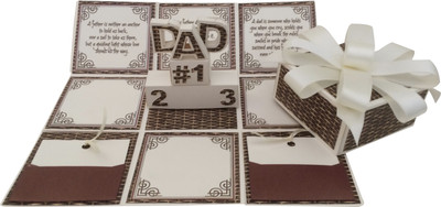 

Crack of Dawn Crafts Fathers Day Handmade Explosion Gift Box Greeting Card(WhiteIIBrown, Pack of 1)