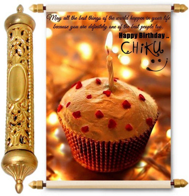 

Lolprint Happy Birthday Chiku Gold Scroll Greeting Card(Multicolor, Pack of 1)