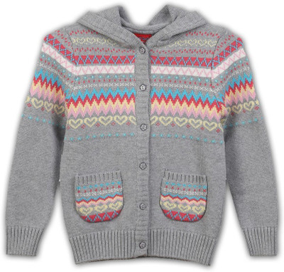 

Lilliput Girls Button Self Design Cardigan, Grey light