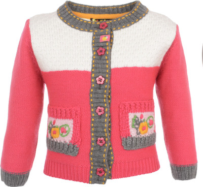 

Yellow Apple Baby Girls Button Solid Cardigan, Fushia