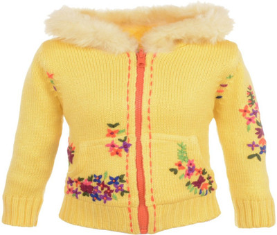 

Yellow Apple Baby Girls Zipper Solid Cardigan