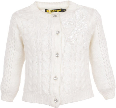 

Yellow Apple Baby Girls Button Cardigan, White