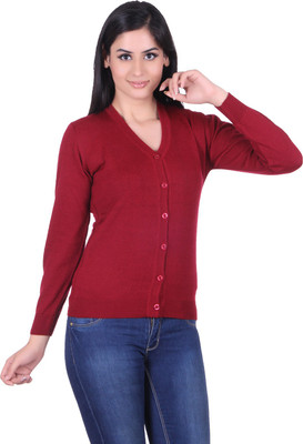 

Pazaro Women's Button Solid Cardigan, Maroon