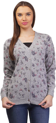

Pazaro Women's Button Floral Print Cardigan, L.grey