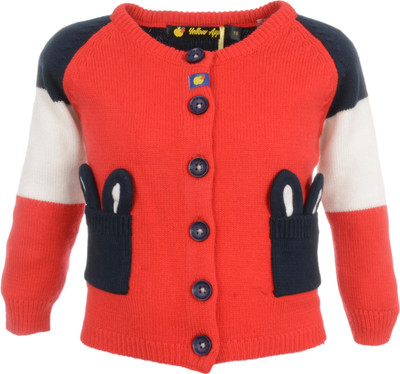 

Yellow Apple Baby Girls Button Solid Cardigan, Red