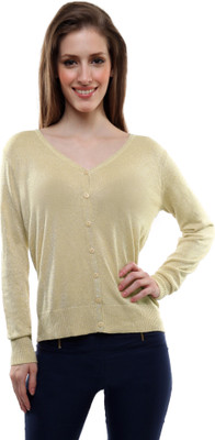 Miss Chase Women's Button Solid Cardigan, Nude