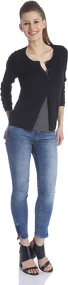 

Only Women' Button Solid Cardigan, Black