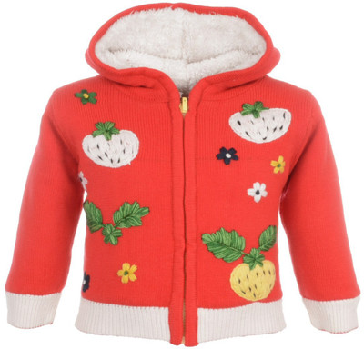 

Yellow Apple Baby Girls Zipper Embroidered Cardigan, Red