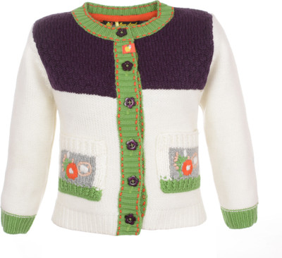 

Yellow Apple Baby Girls Button Solid Cardigan, Off white