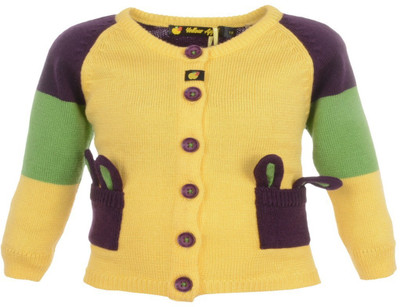 

Yellow Apple Baby Girls Button Solid Cardigan