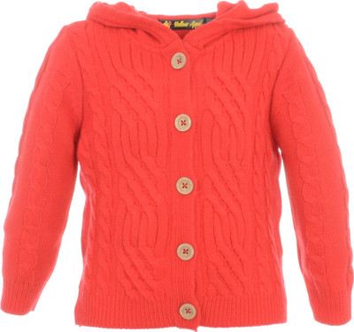 

Yellow Apple Baby Girls Button Self Design Cardigan, Red
