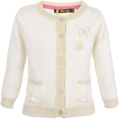 

Yellow Apple Baby Girls Button Solid Cardigan, Off white