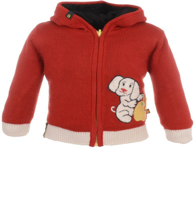 

Yellow Apple Baby Girls Zipper Embroidered Cardigan, Red