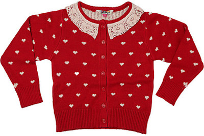 

People Baby Girls Button Printed Cardigan, Red