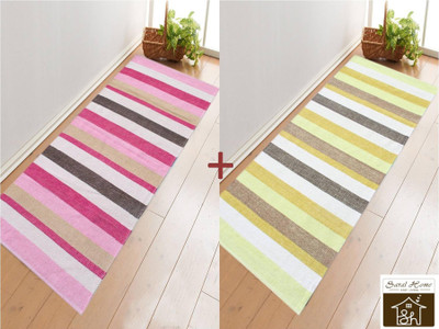 Saral Home Green Cotton Area Rug(70 cm X 180 cm)