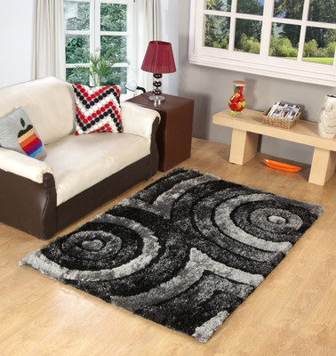 

MY HOUSE Black Polyester Carpet(120 cm X 180 cm)