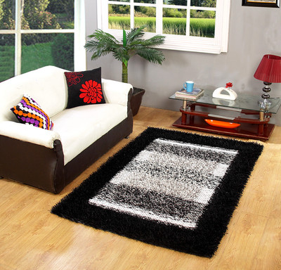 

MY HOUSE Black Polyester Carpet(120 cm X 180 cm)