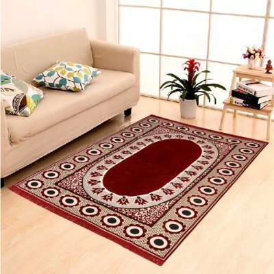 UMA Maroon Cotton Carpet(4 ft,  X 6 ft, Rectangle)