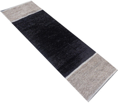Home Fashion Black Polyester Runner(2 ft,  X 5 ft, Rectangle)