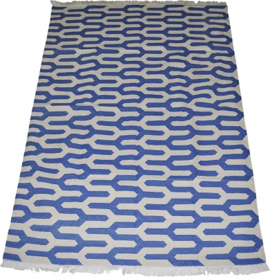 Lal Haveli Blue Cotton Carpet(4 ft,  X 6 ft, Rectangle)