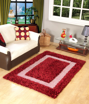 

MY HOUSE Maroon Polyester Carpet(120 cm X 180 cm)
