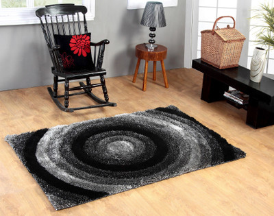 Excel Bazaar Black Polyester Carpet(120 cm X 180 cm)
