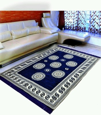 UMA Dark Blue Cotton Carpet(4 ft,  X 6 ft, Rectangle)