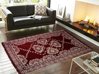 

ABhomedecor Maroon Chenille Carpet(182 cm X 274 cm)