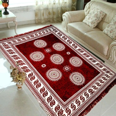 New Style Mills Maroon Cotton Carpet(4 ft,  X 6 ft, Rectangle)