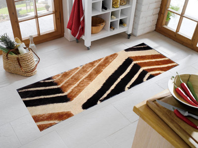 Presto Brown Polyester Carpet(55 cm X 138 cm)