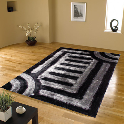 PRESTO Black Polyester Carpet(3 ft,  X 5 ft, Rectangle)