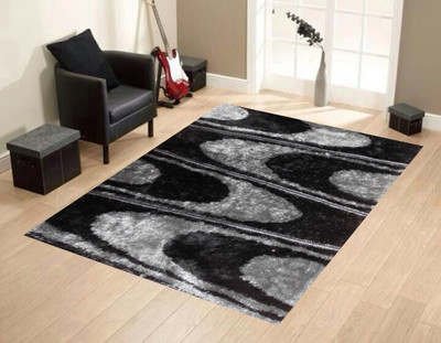 PRESTO Black Polyester Carpet(4 ft,  X 6 ft, Rectangle)