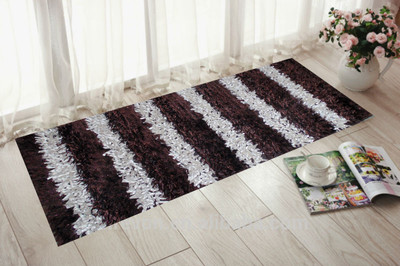 Presto Brown Polyester Carpet(55 cm X 138 cm)