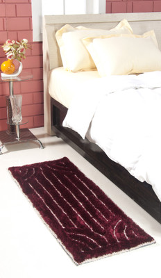MY HOUSE Maroon Polyester Carpet(45 cm X 127 cm)