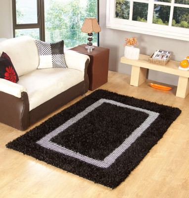 

MY HOUSE Black Polyester Carpet(120 cm X 180 cm)